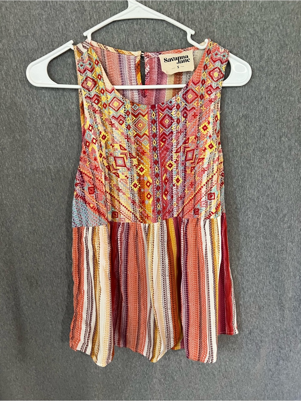 Savanna Jane Girls' Multicolor Striped & Aztec Print Dress